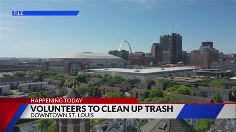 Volunteers cleaning up trash downtown today